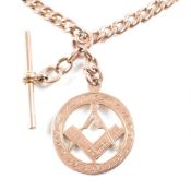 HALLMARKED 9CT GOLD ALBERT CHAIN & MASONIC FOB PENDANT