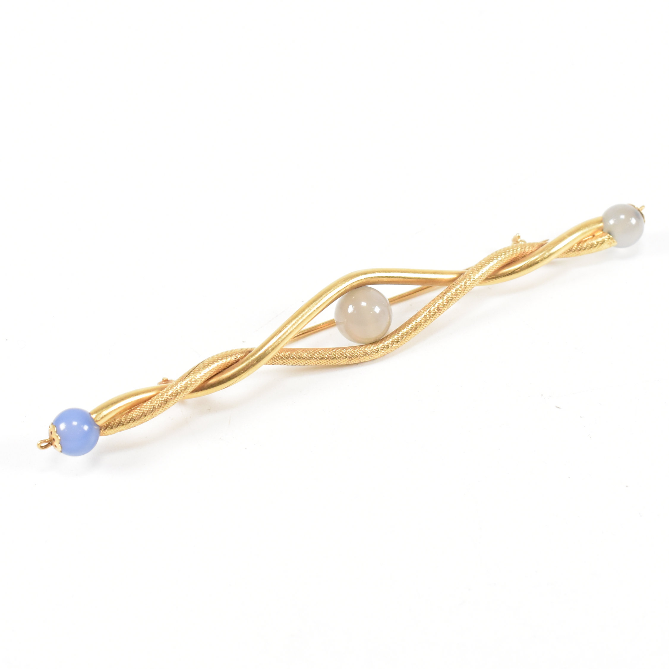 VINTAGE 18CT GOLD & CHALCEDONY BROOCH PIN - Image 2 of 7