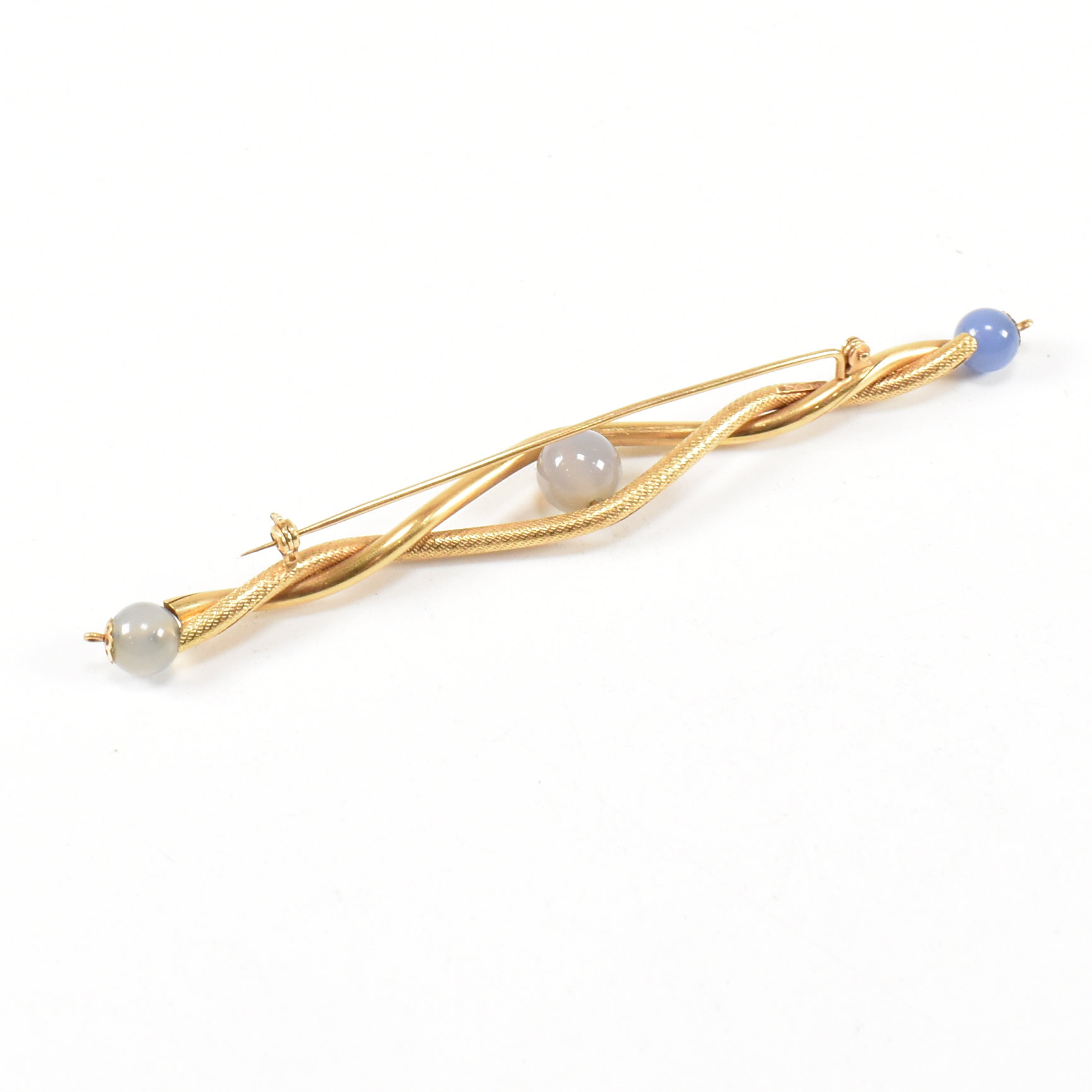 VINTAGE 18CT GOLD & CHALCEDONY BROOCH PIN - Image 5 of 7