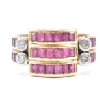 ART DECO GOLD RUBY & DIAMOND CLUSTER RING