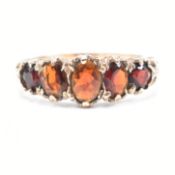 VINTAGE HALLMARKED 9CT GOLD & GARNET FIVE STONE RING