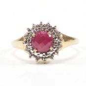 GOLD RUBY & DIAMOND CLUSTER RING