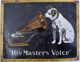 HIS MASTER’S VOICE - POINT OF SALE ENAMEL ADVERTISING SIGN