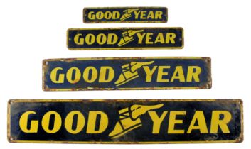 GOODYEAR - MOTORING INTEREST - FOUR ENAMEL ADVERTISING SIGNS