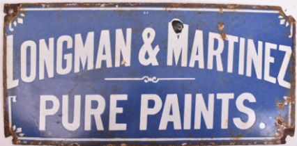 LONGMAN & MARTINEZ PURE PAINTS. - ADVERTISING ENAMEL SIGN