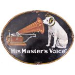 HIS MASTER'S VOICE - POINT OF SALE ENAMEL ADVERTISING SIGN