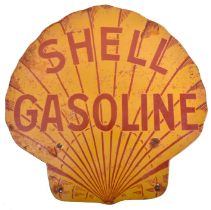 SHELL GASOLINE - MOTORING INTEREST - ENAMEL ADVERTISING SIGN
