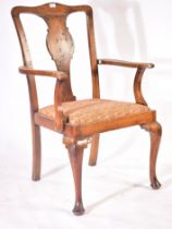 19TH CENTURY QUEEN ANNE REVIVAL WALNUT FRAMED ELBOW CHAIR