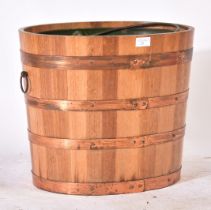 20TH CENTURY OAK AND COPPER COOPERED PEAT BUCKET
