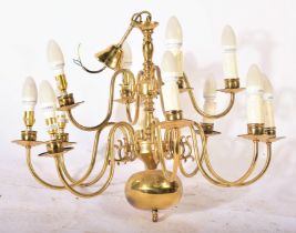 20TH CENTURY DUTCH STYLE HANGING BRASS CHANDELIER