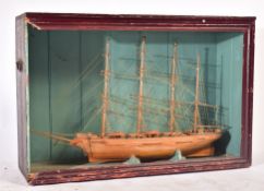 19TH CENTURY FOUR MASTED SHIP IN LARGE DISPLAY CASE