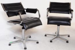 PAIR OF VINTAGE 20TH CENTURY CHROME OFFICE DESK CHAIRS