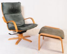 20TH CENTURY IKEA BENTWOOD LEATHER SWIVEL CHAIR & STOOL