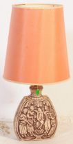 MID 20TH CENTURY CARVED CERAMIC LAMP BASE & SHADE