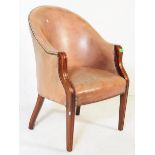 GAINSBOROUGH STYLE MAHOGANY & LEATHER ARMCHAIR