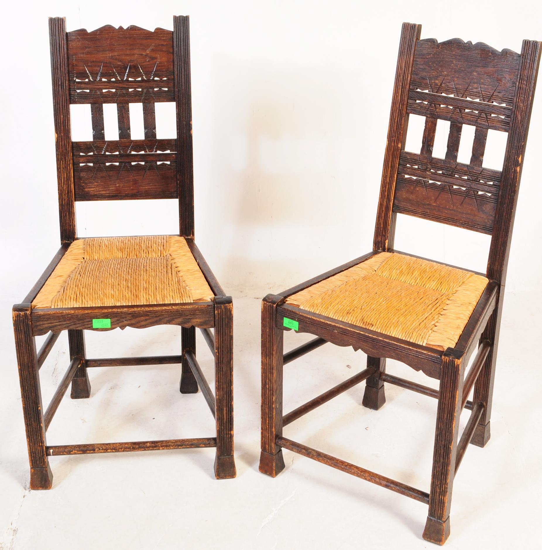 TWO MATCHING EARLY 20TH CENTURY INLAID RATTAN WICKER CHAIRS - Image 2 of 3