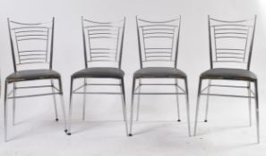 FOUR RETRO BRITISH DESIGN CHROME METAL DINING CHAIRS