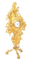 19TH CENTURY FRENCH BELLE EPOQUE ERA GILT CARTEL CLOCK ON STAND