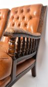 20TH CENTURY MAHOGANY & LEATHER CHESTERFIELD SOFA