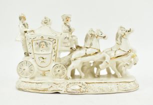 20TH CENTURY BAROQUE STYLE PORCELAIN HORSE & CARRIAGE