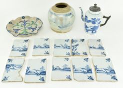 COLLECTION OF 18TH CENTURY & LATER BLUE AND WHITE CERAMICS