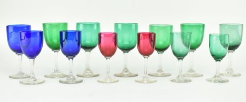 COLOURED GLASSWARE - 13 LATE VICTORIAN & ONWARD GLASSES