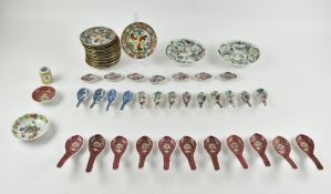 GROUP OF MID CENTURY CHINESE CERAMIC DISHES AND SPOONS