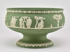 WEDGWOOD - GREEN JASPERWARE FOOTED CENTREPIECE BOWL