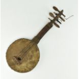 20TH CENTURY AFRICAN TRIBAL LEATHER STRINGED INSTRUMENT