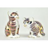 ROYAL CROWN DERBY - TWO 2004 PORCELAIN CAT PAPERWEIGHTS