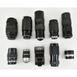 COLLECTION OF VINTAGE CAMERA LENSES - OSAWA, VOIGTLANDER ETC