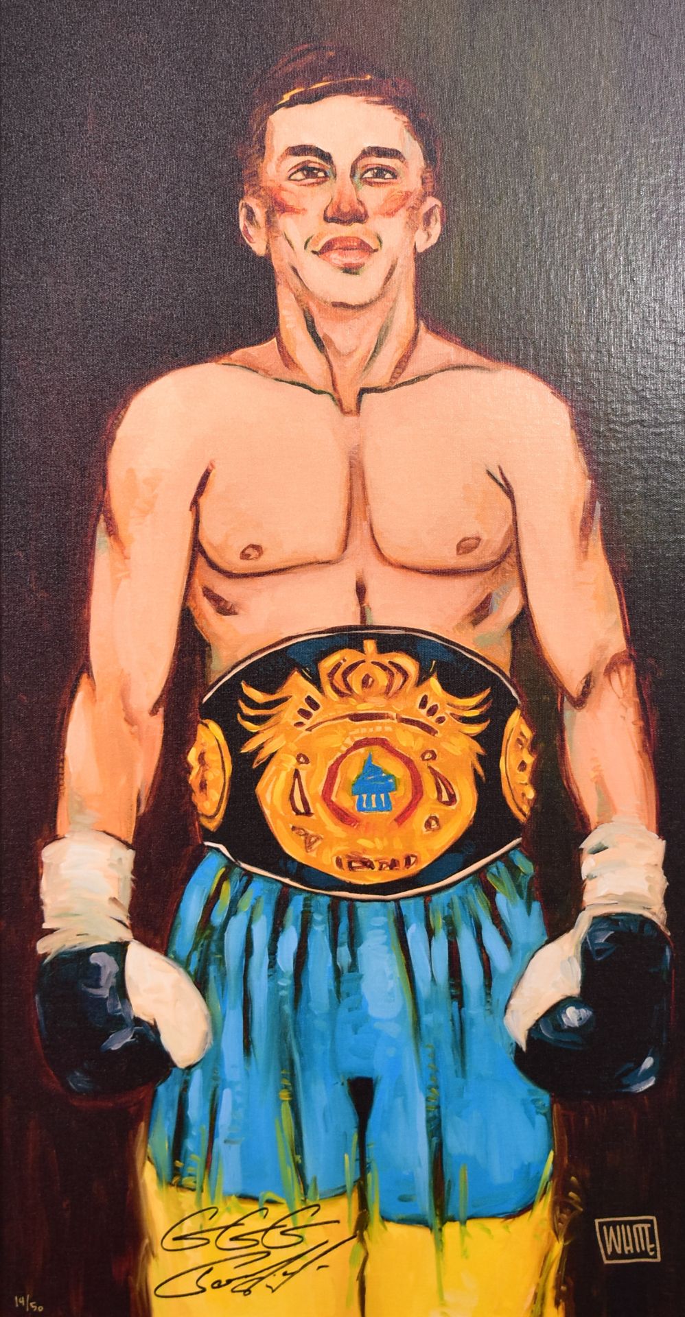 TODD WHITE (AMERICAN B.1969) - "THE FIGHTER" OIL ON BOARD