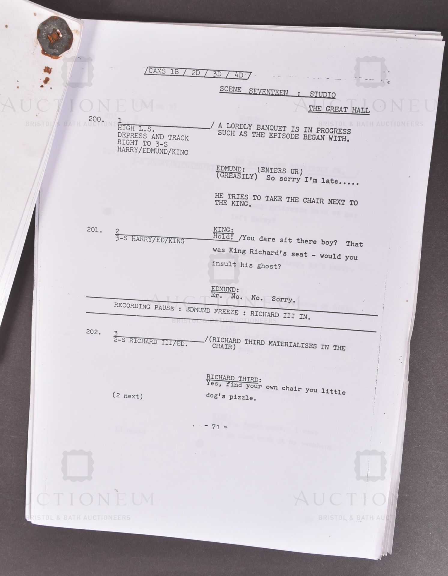 BLACKADDER / THE BLACK ADDER (BBC SITCOM) – ORIGINAL PRODUCTION SCRIPT - Image 6 of 6