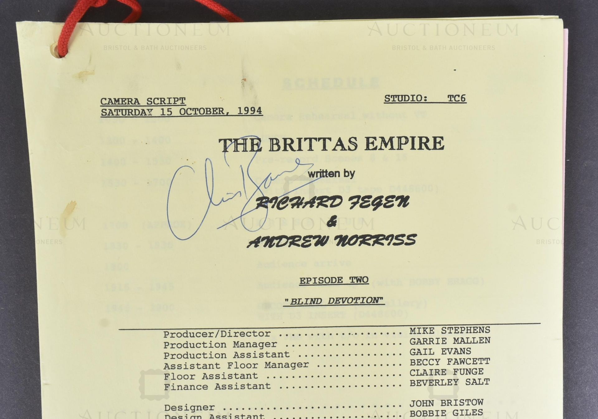 THE BRITTAS EMPIRE (BBC SITCOM) - ORIGINAL CAMERA SCRIPT - Image 2 of 8