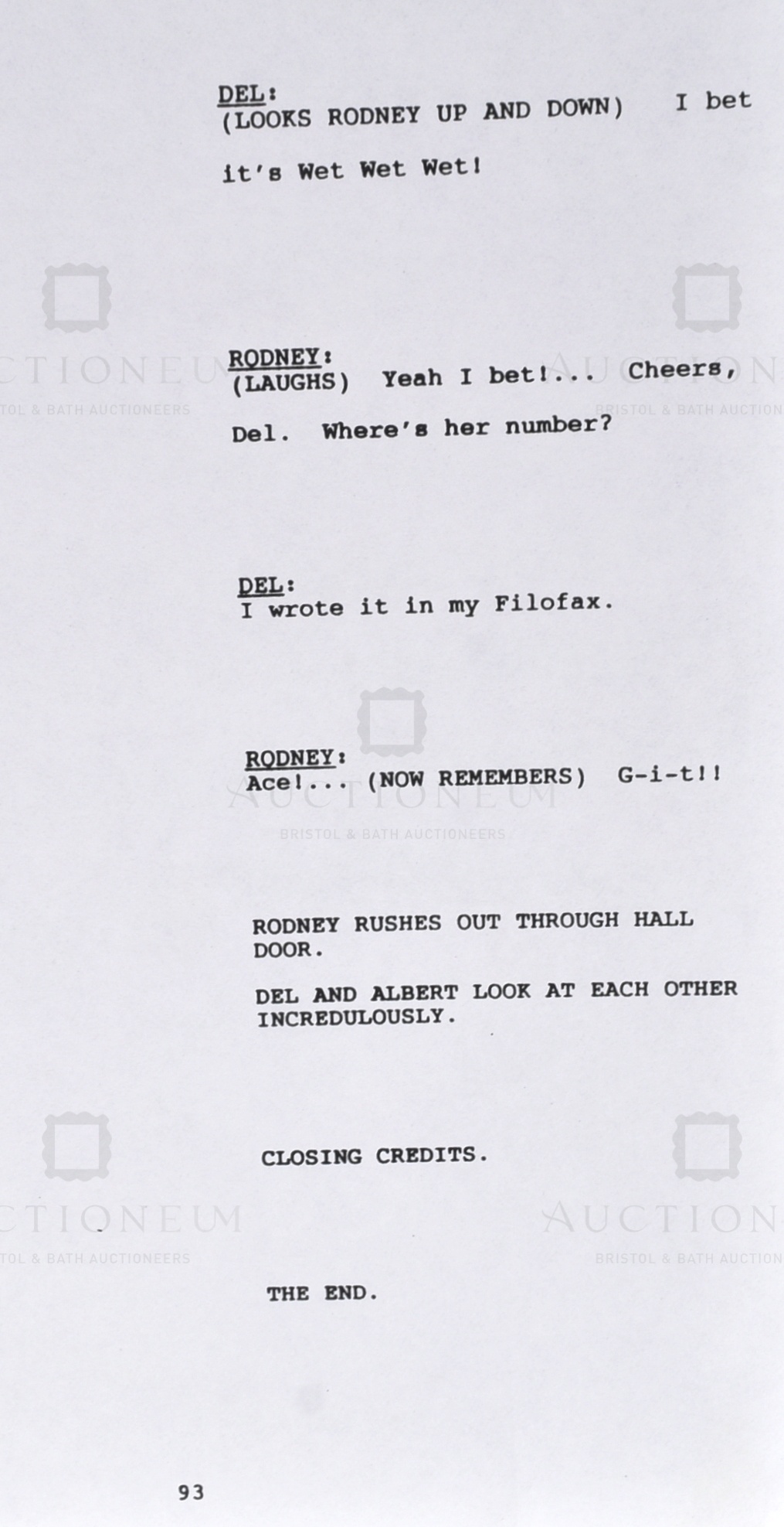 ONLY FOOLS & HORSES - YUPPY LOVE - DAVID JASON'S PERSONAL SCRIPT - Image 7 of 7