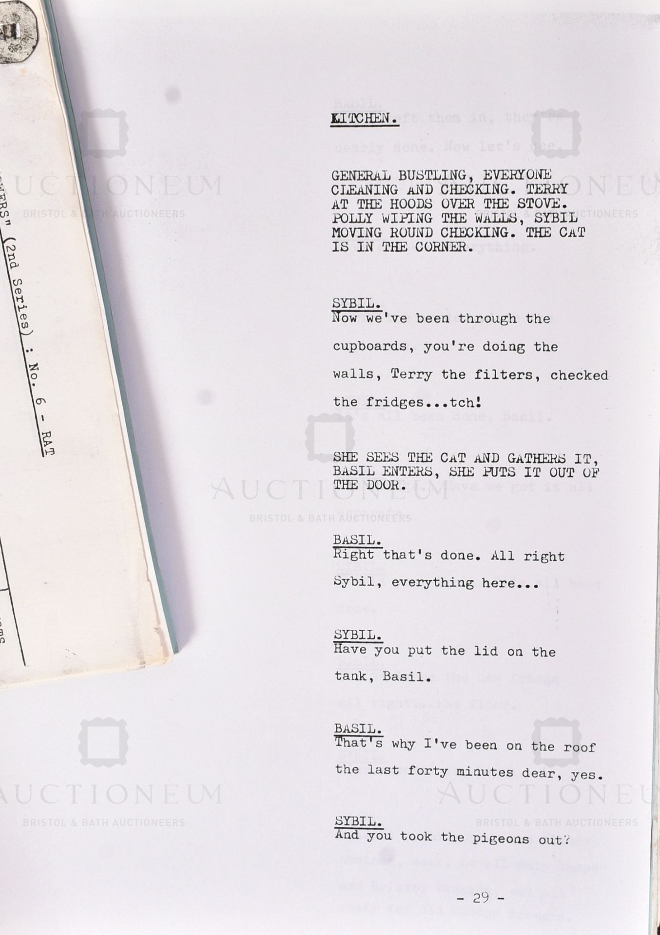 FAWLTY TOWERS - BASIL THE RAT - ORIGINAL BBC REHEARSAL SCRIPT - Image 5 of 5