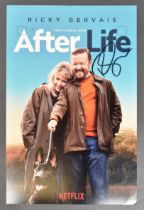 AFTER LIFE - RICKY GERVAIS - AUTOGRAPHED 8X12" COLOUR PHOTOGRAPH