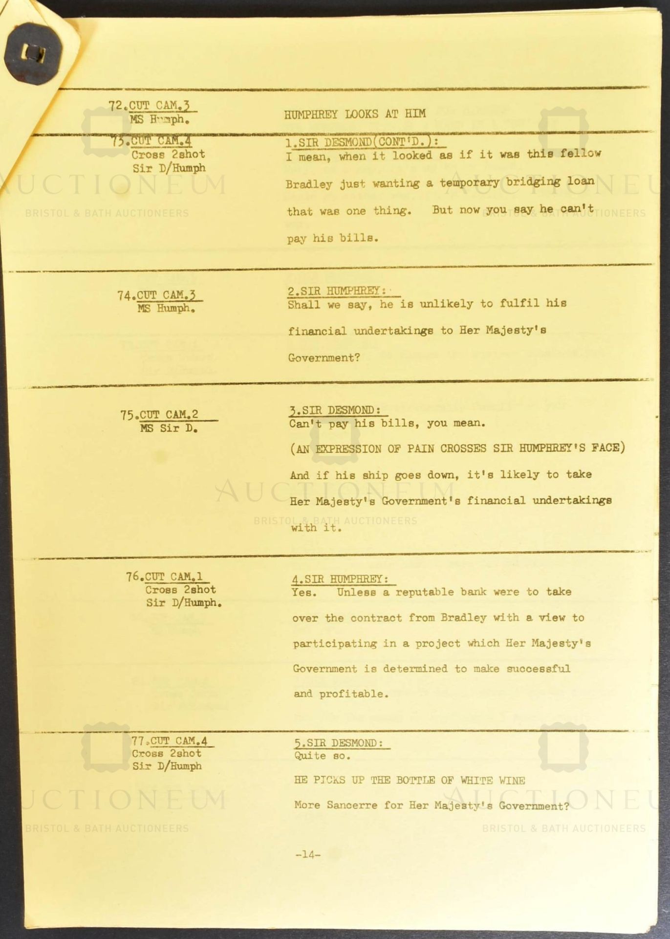 YES MINISTER (BBC SITCOM 1980) - ORIGINAL CAMERA SCRIPT - Image 5 of 6