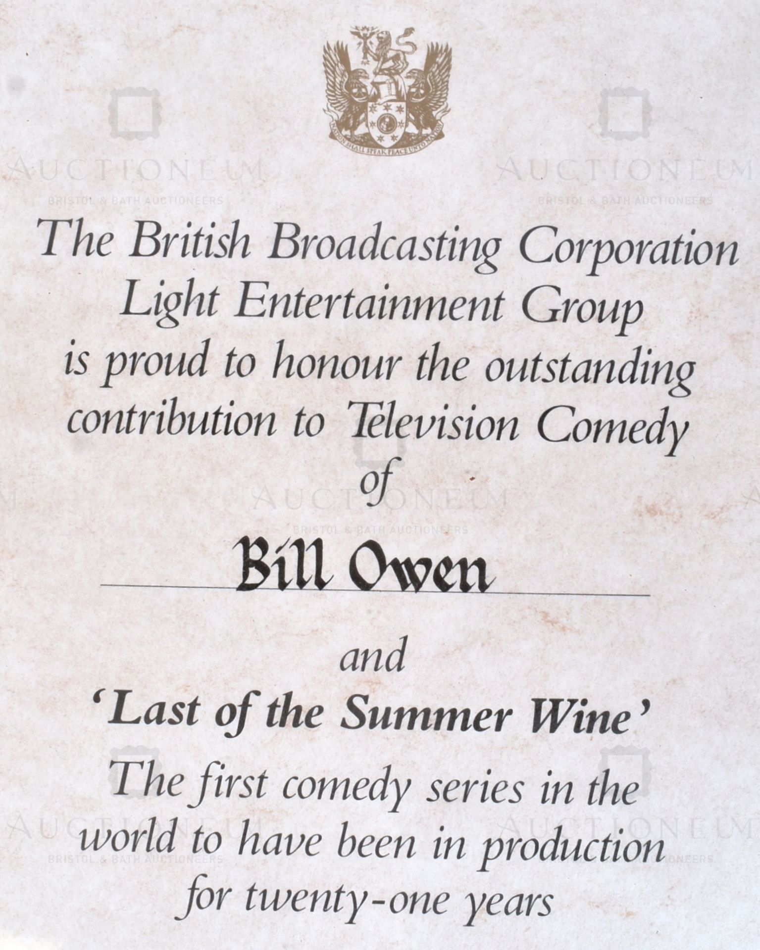FROM THE ESTATES OF BILL & TOM OWEN - LAST OF THE SUMMER WINE - Image 3 of 4