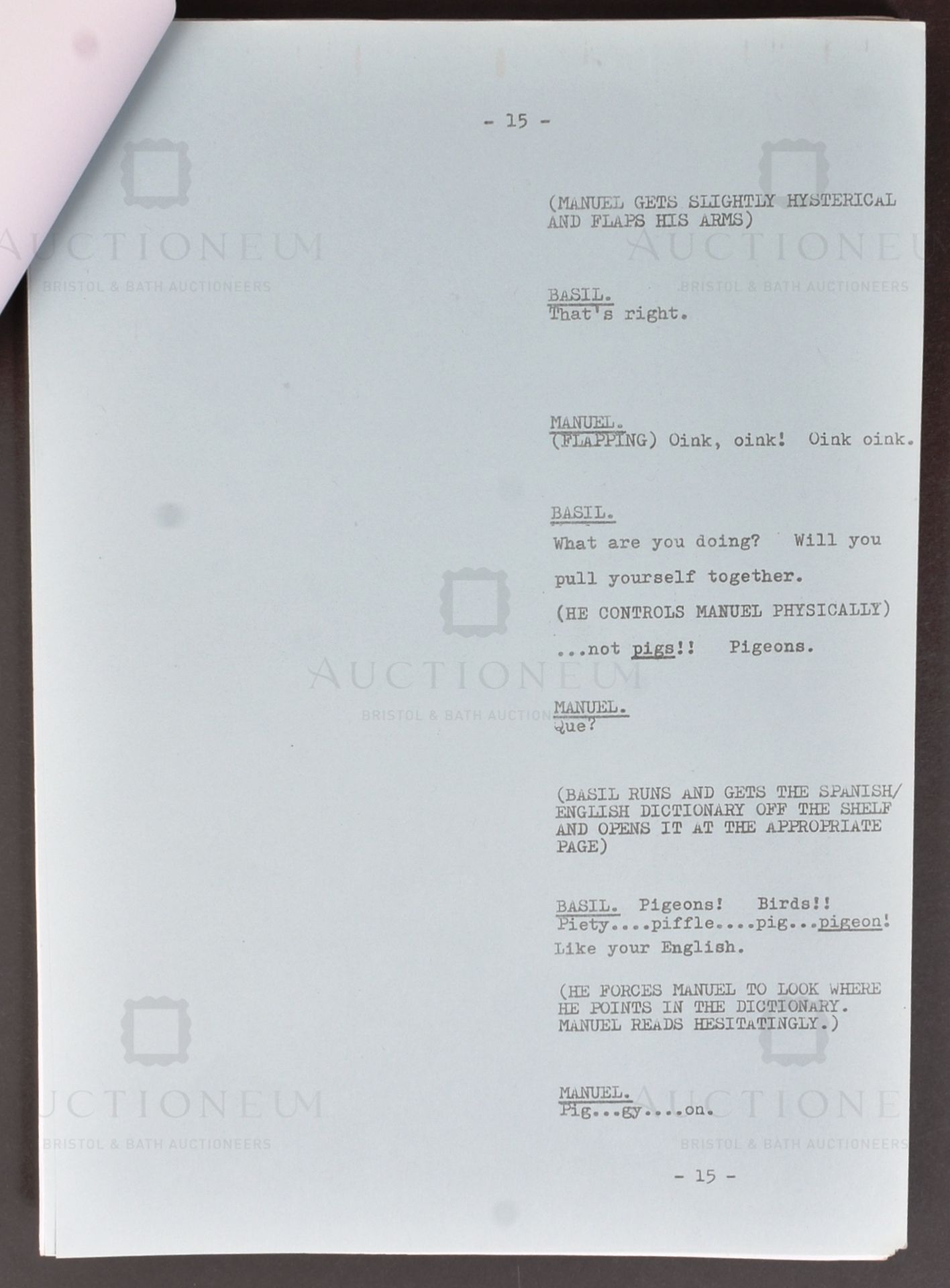 FAWLTY TOWERS - BASIL THE RAT - ORIGINAL BBC REHEARSAL SCRIPT - Image 3 of 5