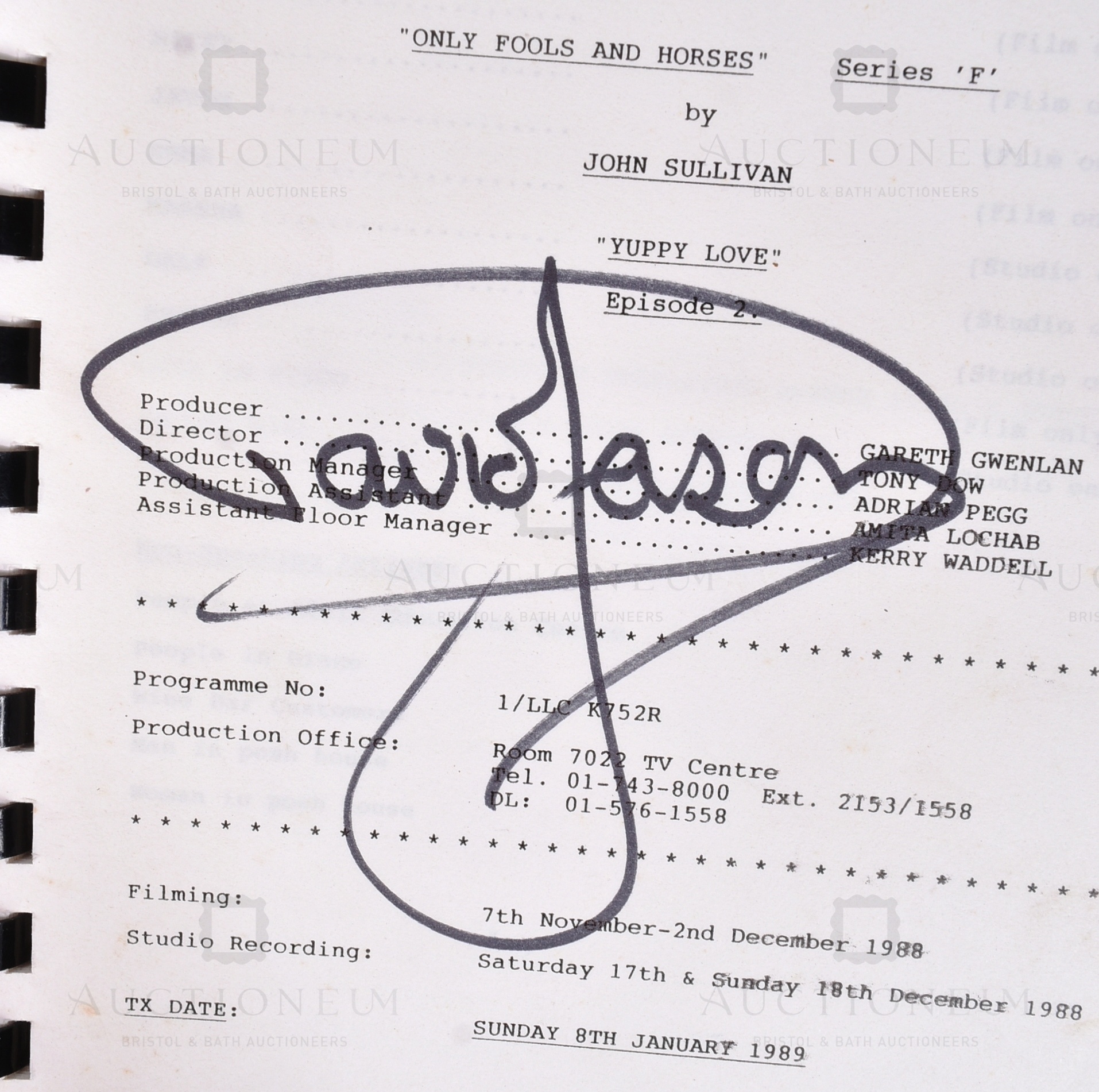 ONLY FOOLS & HORSES - YUPPY LOVE - DAVID JASON'S PERSONAL SCRIPT - Image 2 of 7