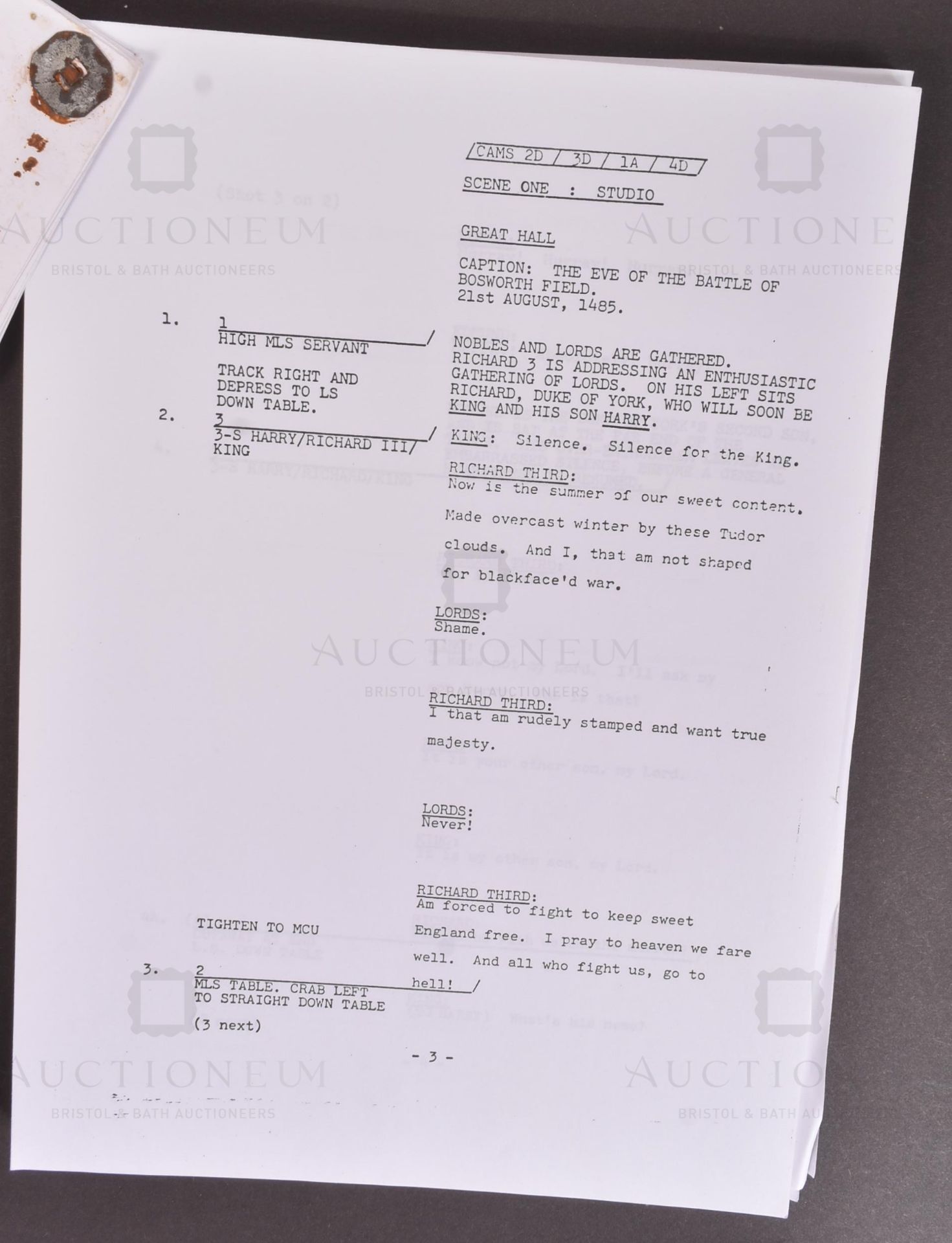 BLACKADDER / THE BLACK ADDER (BBC SITCOM) – ORIGINAL PRODUCTION SCRIPT - Image 5 of 6