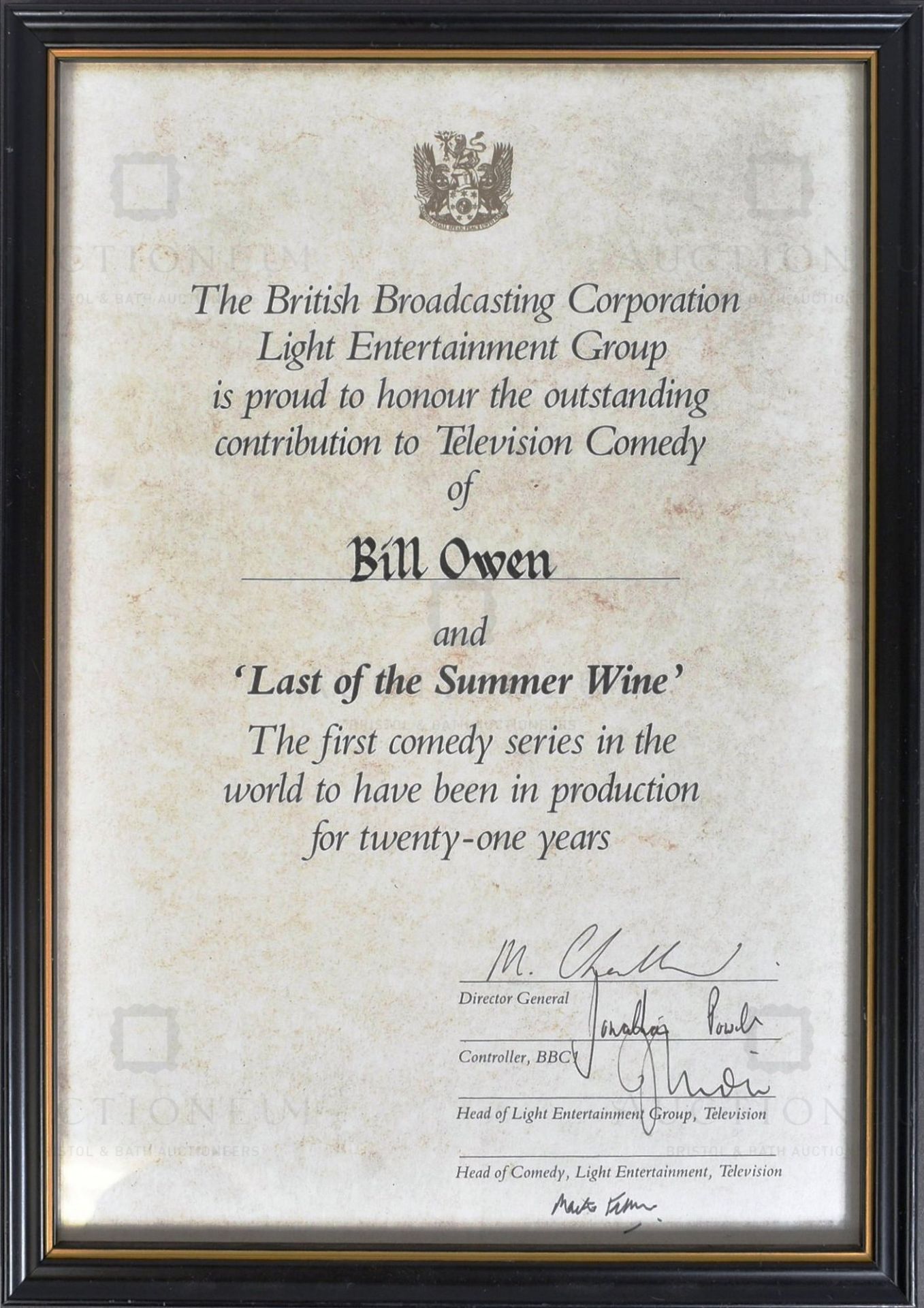 FROM THE ESTATES OF BILL & TOM OWEN - LAST OF THE SUMMER WINE