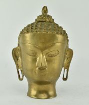 20TH CENTURY THAI HEAVY BRASS HEAD OF A BUDDHA