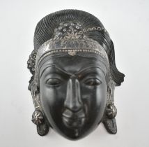 BRONZE MASK OF A DEITY / WOMAN DOOR OR WALL PLAQUE