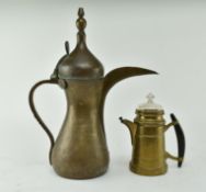 19TH CENTURY BRASS DALLAH COFFEE POT AND ANGEMELDET POT