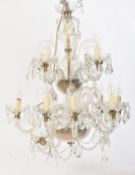 LARGE 20TH CENTURY TWO TIER GLASS HANGING CHANDELIER