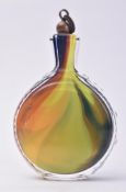 20TH CENTURY FACETED POLYCHROME CUT GLASS BOTTLE FLASK