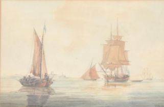 WILLIAM ANDERSON - SHIPPING SCENE - 1797 WATERCOLOUR PAINTING