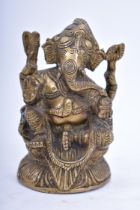 INDIAN/HINDI HEAVY BRASS FIGURE OF GANESHA / GANESH